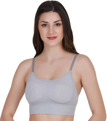 Vinbila Women Bralette Lightly Padded Bra(Grey)