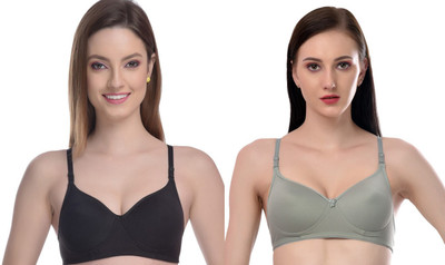 Funahme Women Push-up Lightly Padded Bra(Black)