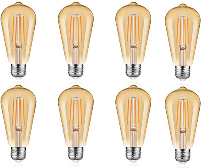 Zingy 4 W Basic Round E27 LED Bulb(Yellow, Pack of 8)