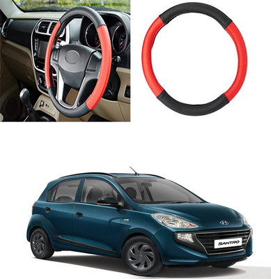 Etradezone Hand Stiched Steering Cover For Hyundai Santro(Black, Red, Leatherite)