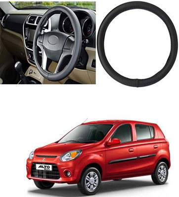 Etradezone Hand Stiched Steering Cover For Maruti Alto 800(Black, Leatherite)