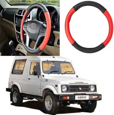 Etradezone Hand Stiched Steering Cover For Maruti Gypsy King(Black, Red, Leatherite)