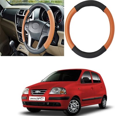 Etradezone Hand Stiched Steering Cover For Hyundai Santro Xing(Black, Tan, Leatherite)