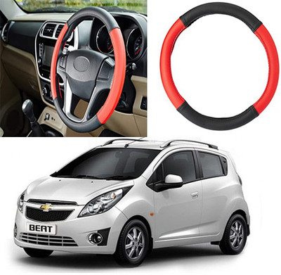 Etradezone Hand Stiched Steering Cover For Chevrolet Beat(Black, Red, Leatherite)