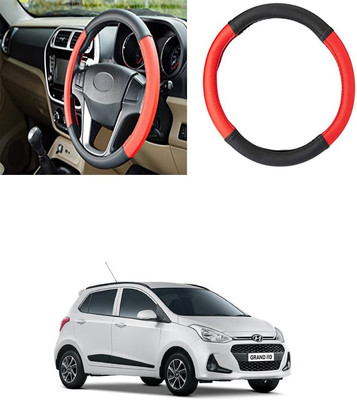 Etradezone Hand Stiched Steering Cover For Hyundai Grand i10(Black, Red, Leatherite)