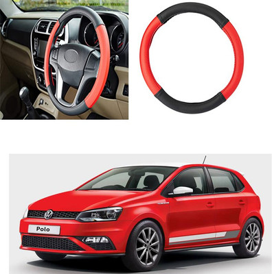 Etradezone Hand Stiched Steering Cover For Volkswagen Polo(Black, Red, Leatherite)