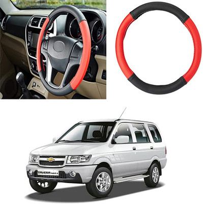 Etradezone Hand Stiched Steering Cover For Chevrolet Tavera(Black, Red, Leatherite)