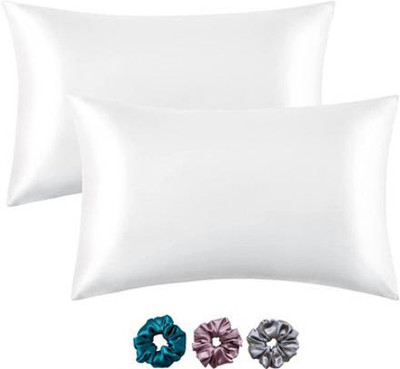 ARMOXA Satin Pillows Cover(18 cm*28 cm, Pack of 2, White)