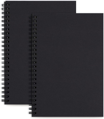 LABUK 2pcs Blank Journal Notebook Unlined Spiral Notebook, A5 Soft Cover Sketch Book A5 Notebook Blank 100 Pages(Black, Pack of 2)