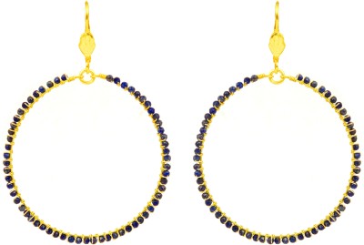PearlzGallery Blue Coloured Lapis Lazuli Beads Hoop Earrings for Girls and Women Spinel Brass Hoop Earring