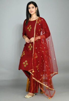 RUDRA ONLINE Embroidered Kurta, Trouser/Pant & Dupatta Set