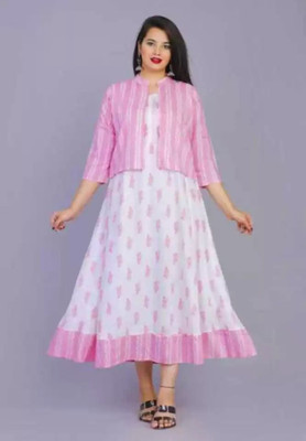 AMBECREATION Women Kurta Ethnic Jacket Set