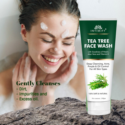 INTIMIFY Tea Tree Natural for Acne & Pimples Pore Cleansing Dry & Oily Skin-Tube Face Wash(100 g)