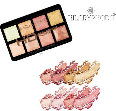 Hilary Rhoda 8 Professional Shades HD Highlighter Palette Highlighter(Multicolor)