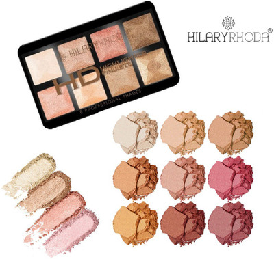 Hilary Rhoda HD Highlighter Palette 8 Professional Shades Highlighter(Multicolor)