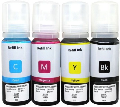 QUINK 001 / 003 Refill Ink Bottle For L1110, L3100, L3110, L3150, L3115, L3116, L3101 Black + Tri Color Combo Pack Ink Bottle