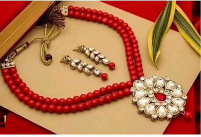 Ratmanee Alloy Gold-plated Pink Jewellery Set(Pack of 1)