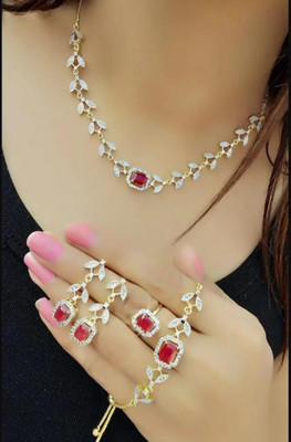 Jewel Star Alloy Gold, White, Ruby Red Jewellery Set(Pack of 1)