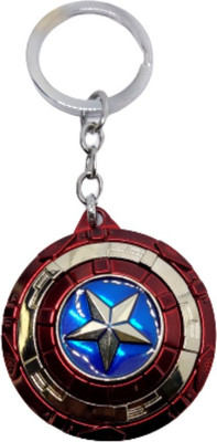 BIPS ENTERPRISES Stylish Marvel Captain America Shield with Rotating Centre Star Metal Keychain Key Chain