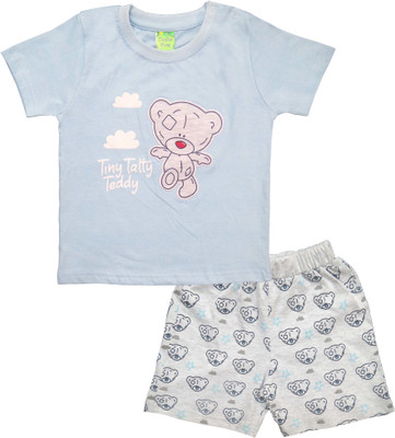 Clothe Funn Baby Boys Casual T-shirt Shorts(Sky Blue, Grey AOP)
