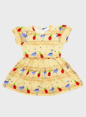 ME N MY Baby Girls Midi/Knee Length Casual Dress(Multicolor, Cap Sleeve)