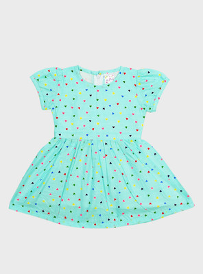 ME N MY Indi Girls Midi/Knee Length Casual Dress(Blue, Short Sleeve)