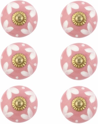 Rococo Ceramic Cabinet/Drawer Handle(Pink, White Pack of 10)