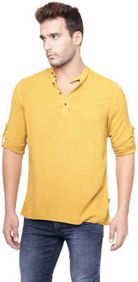IDENTITI Men Solid Straight Kurta(Yellow)