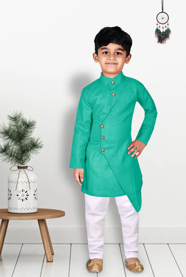 Active World Boys Self Design Ethnic Dress Kurta(Green)