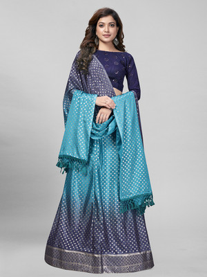 Granthva Fab Embellished, Self Design Semi Stitched Lehenga Choli(Blue)