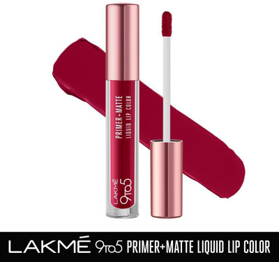 Lakmé 9to5 Primer + Matte Liquid Lip Color (MM3 Crisp Wine, 4.2 ml)