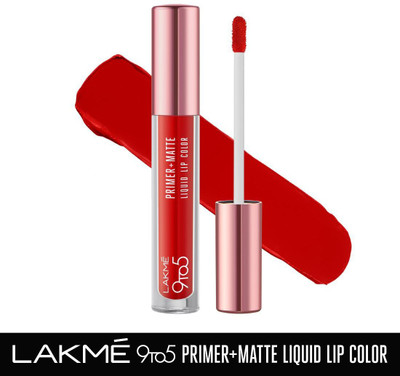 Lakmé 9to5 Primer + Matte Liquid Lip Color (MR2 Driven Red, 4.2 ml)