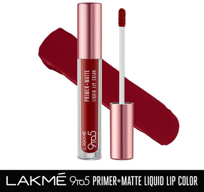 Lakmé 9to5 Primer + Matte Liquid Lip Color (MR4 Deep Maroon, 4.2 ml)