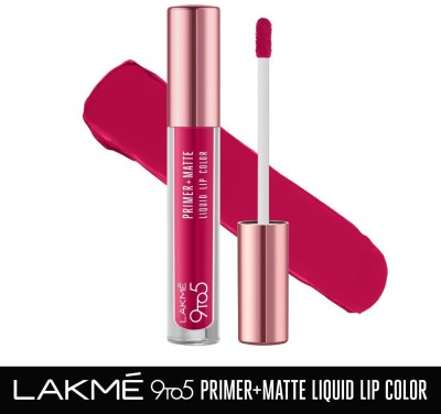 Lakmé 9to5 Primer + Matte Liquid Lip Color  (MP2 Power Pink, 4.2 ml)