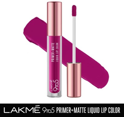 Lakmé 9to5 Primer + Matte Liquid Lip Color  (MM2 Passion Berry, 4.2 ml)