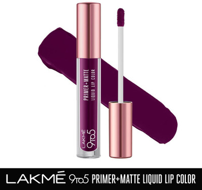 Lakmé 9to5 Primer + Matte Liquid Lip Color (MM4 Dynamic Purple, 4.2 ml)