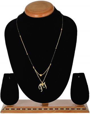 JWEL DESIGN Excellent Finished M Letter Diamond Mangalsutra For Women's Alloy Mangalsutra