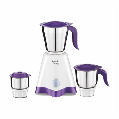 Preethi Crown Pro MG-254 with 5yr Motor Warranty & Lifelong Free Service 600 Mixer Grinder (3 Jars, White/Purple)