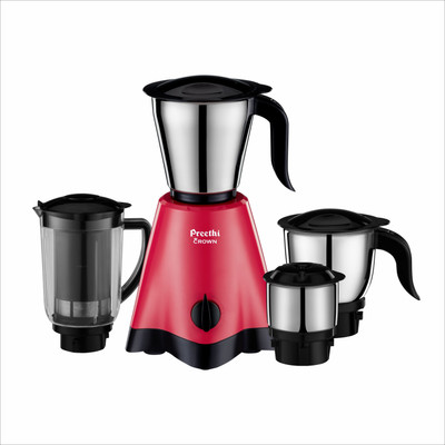 Preethi Crown Plus MG-258 with Super Extractor juicer Jar with 5yr Motor Warranty 600 Juicer Mixer Grinder (4 Jars, Red/Black)
