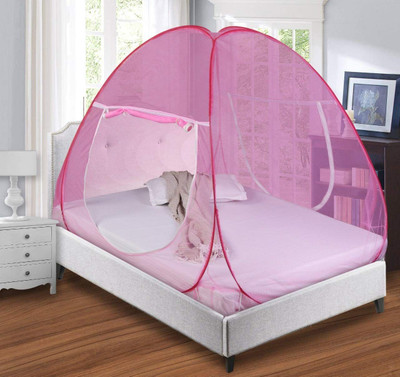 LeoMates Cotton Adults Washable King Size Bed/ Double Bed/ Machardani Tent Mosquito Net(Pink, Tent)