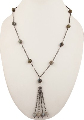 PearlzGallery Pearlz Gallery Round shaped Brown Labradorite Beads Necklace for Girls and Women Alloy Necklace