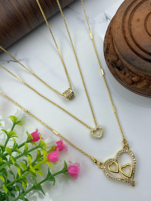 VPCREATION Excellent Glorious Micro Gold-Plated Combo Pack Of 3 Necklace Chain Diamond Gold-plated Plated Alloy Chain Set