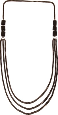 PearlzGallery Rectangle Shaped Black Agate Beads Necklace for Girls and Women Agate Alloy Necklace