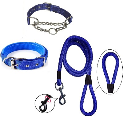 DCM PET MART Dog Collar & Chain(Medium, BLUE)