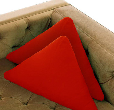 PriMaryHoMe Microfibre Solid Cushion Pack of 2(Red)