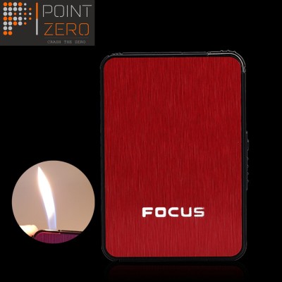 Point Zero FOCUS Cigarette Case Metal Body 2 In 1 Ultra Thin Automatic Cigarette Case With Build In Gas Lighter Automatic Popup Cigarette Box Holder Inside Cigarette Pocket Lighter(Red)