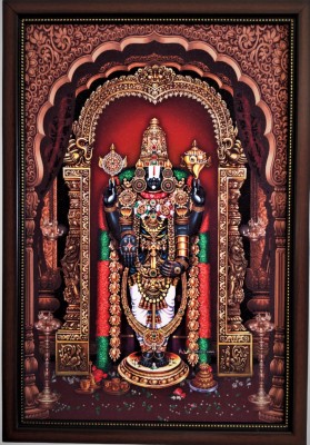 SujArta Tirupati Balaji Venkateshwara Photo, Premium Vinyl Print, 20*14 Inc, 4 mm Board Religious Frame