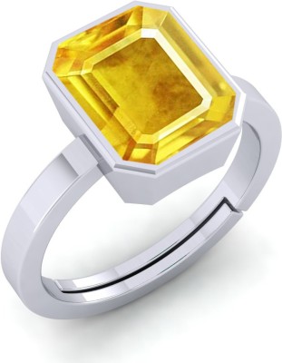 THE UNIQUE KART 5.25 RATTI YELLOW SAPPHIRE GEMSTONE BRASS PLATED MEN AND WOMEN Brass Sapphire Brass Plated Ring