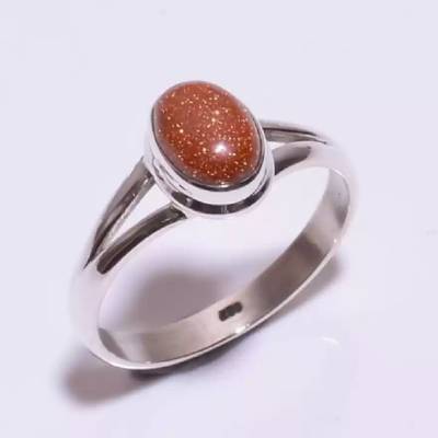 Chopra Gems Certified Natural Sunstone Sunsitara Ring Panchdhatu Ring for Men and Women Brass Ring