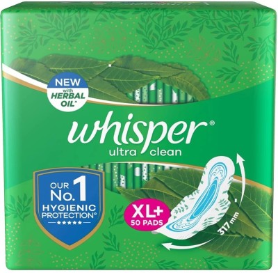 Whisper Ultra Clean Sanitary Pads For Women, X-Large +, Pack of 50 Napkin Sanitary Pad